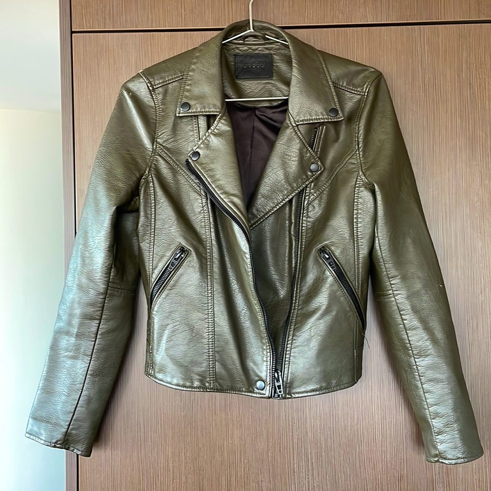 Olive green Moto jacket.
